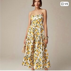 J. Crew Strapless Dress with Lemon Pattern
